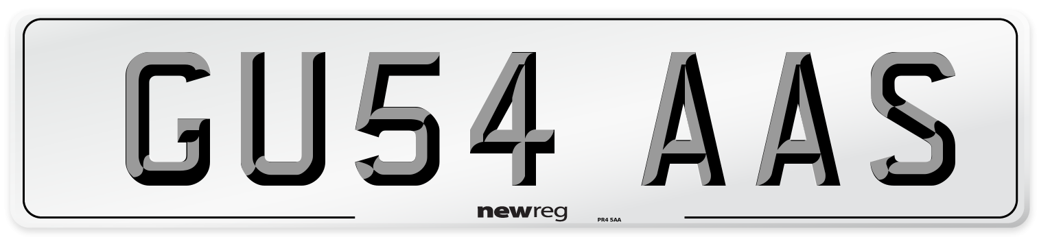 GU54 AAS Number Plate from New Reg